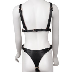 Kinky Party Ensemble Ouvert 2 Pièces Leathcrossed Noir et Rouge